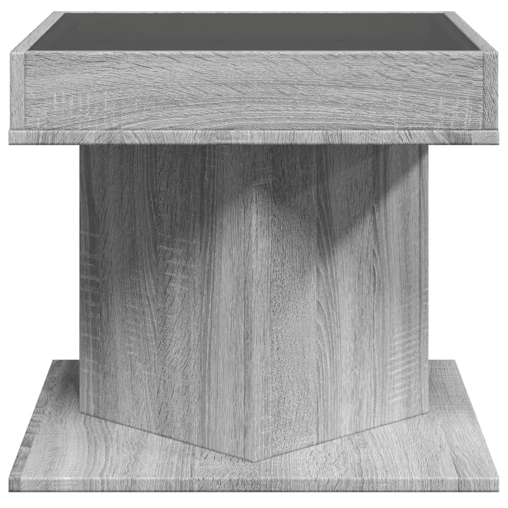 Stolić za kavu LED boja hrasta 50x50x45 cm konstruirano drvo Siva