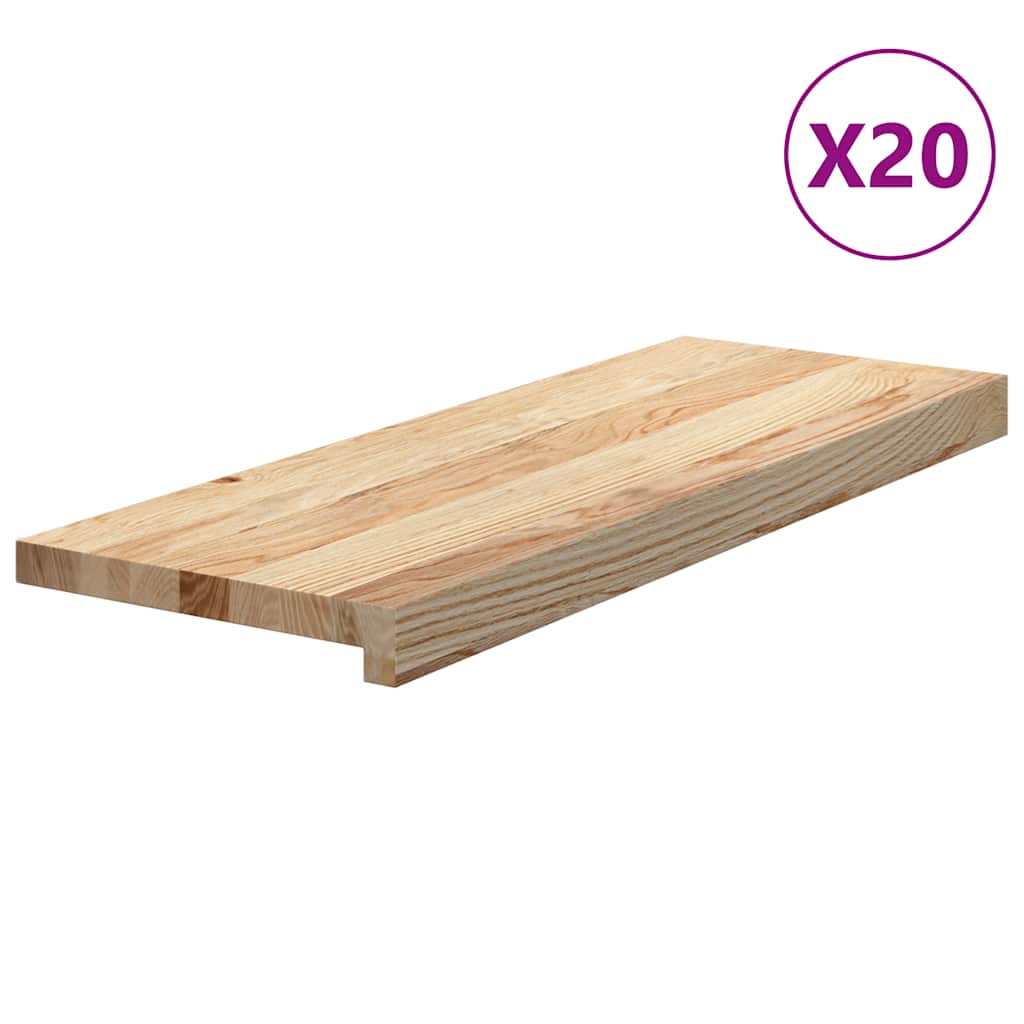 Gazišta za stepenice 20 kom od netretirane masivne hrastovine Smeđa 70 x 30 x 2 cm