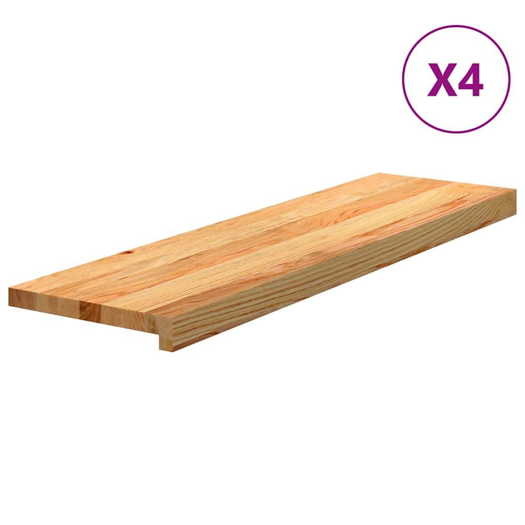Gazišta za stepenice 4 kom od svjetlosmeđa masivne hrastovine 90 x 25 x 2 cm