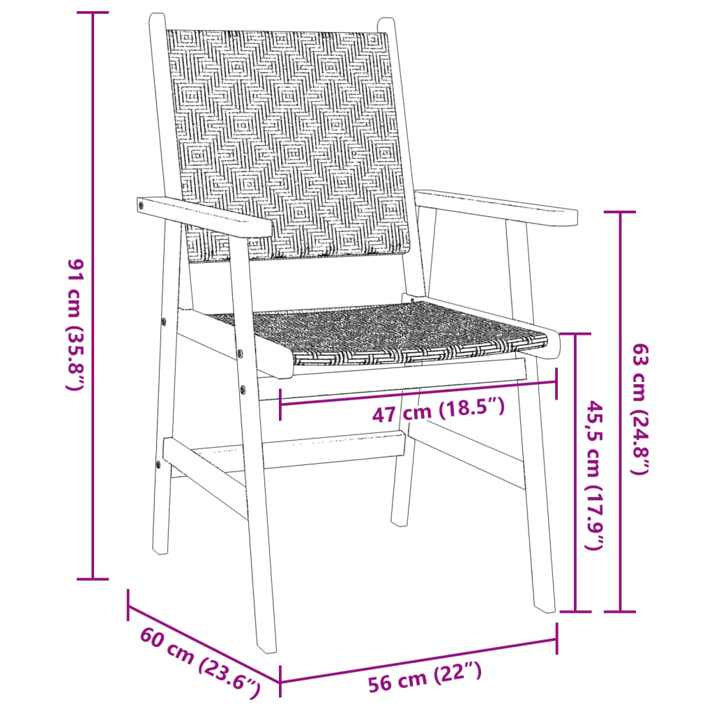 3-dijelni vrtni blagovaonski set od masivnog bagremovog drva Smeđa 85 x 85 x 75 cm