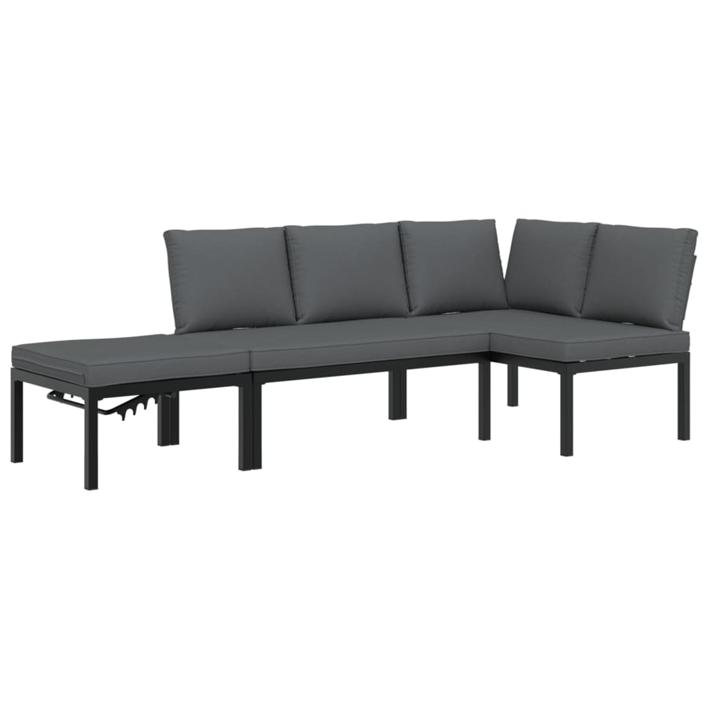 3-dijelni set vrtnih sofa s jastucima crni aluminijski