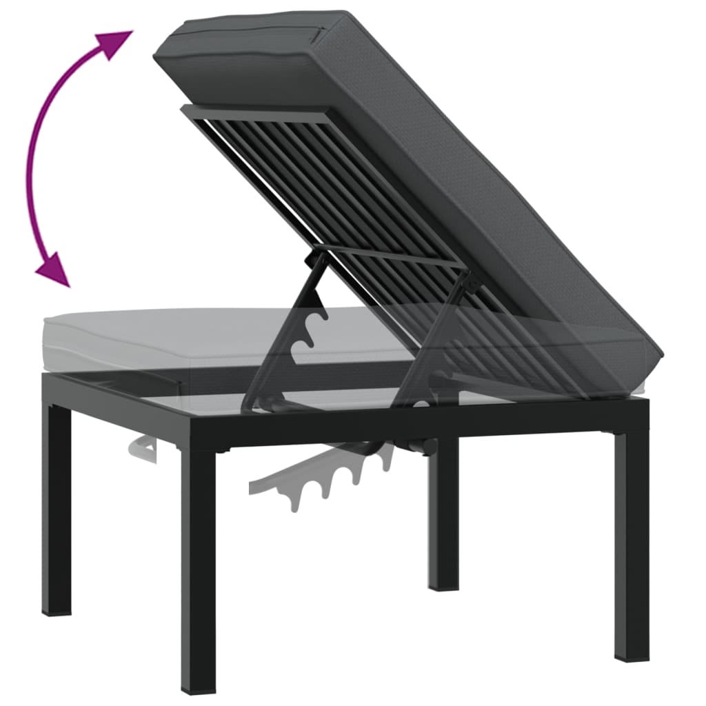 3-dijelni set vrtnih sofa s jastucima crni aluminijski