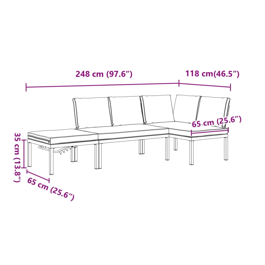 3-dijelni set vrtnih sofa s jastucima crni aluminijski