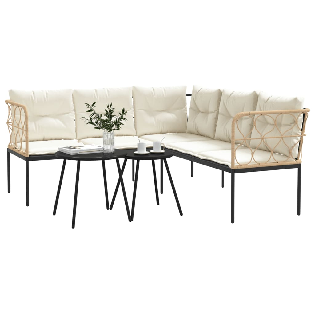 Set vrtnih sofa s jastucima crni od čelika i tekstilena
