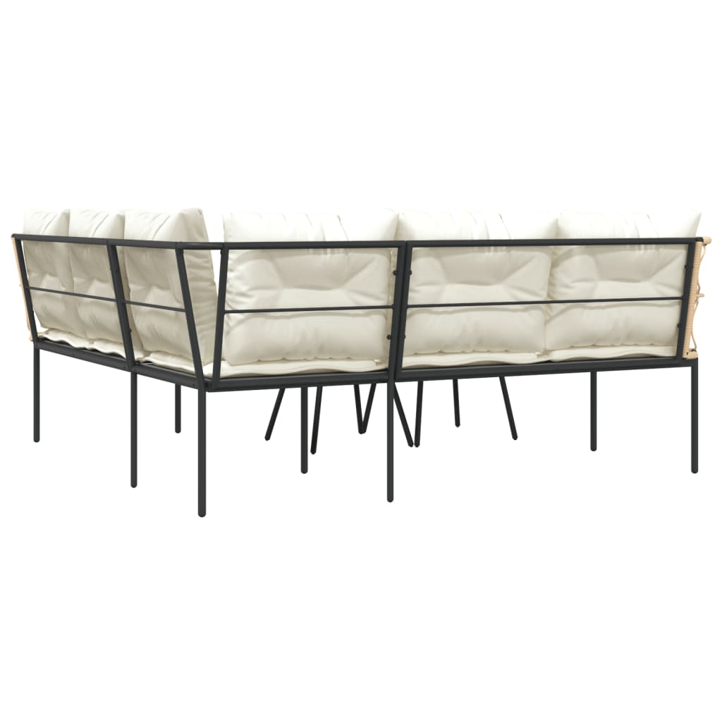 Set vrtnih sofa s jastucima crni od čelika i tekstilena