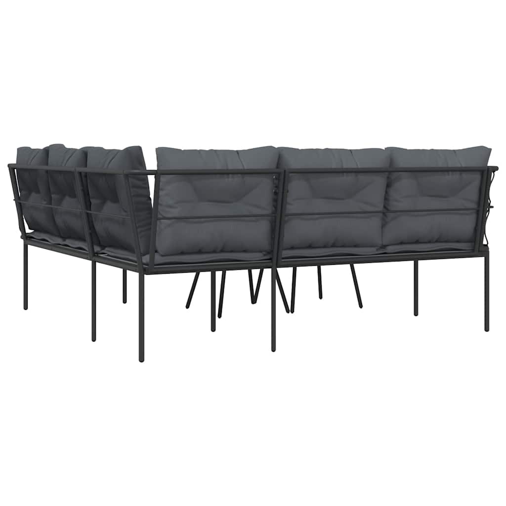 Set vrtnih sofa s jastucima crni od čelika i tekstilena