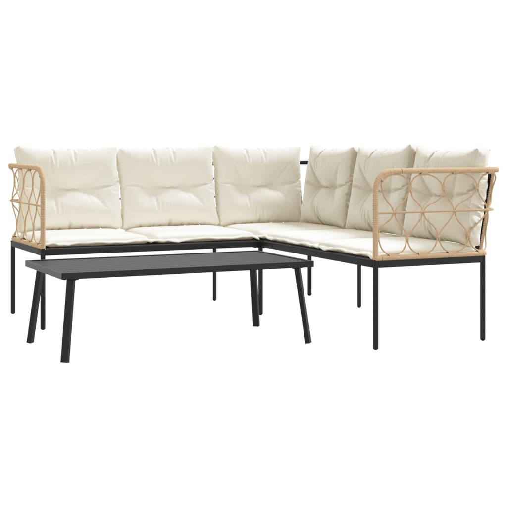 Set vrtnih sofa s jastucima crni od čelika i tekstilena