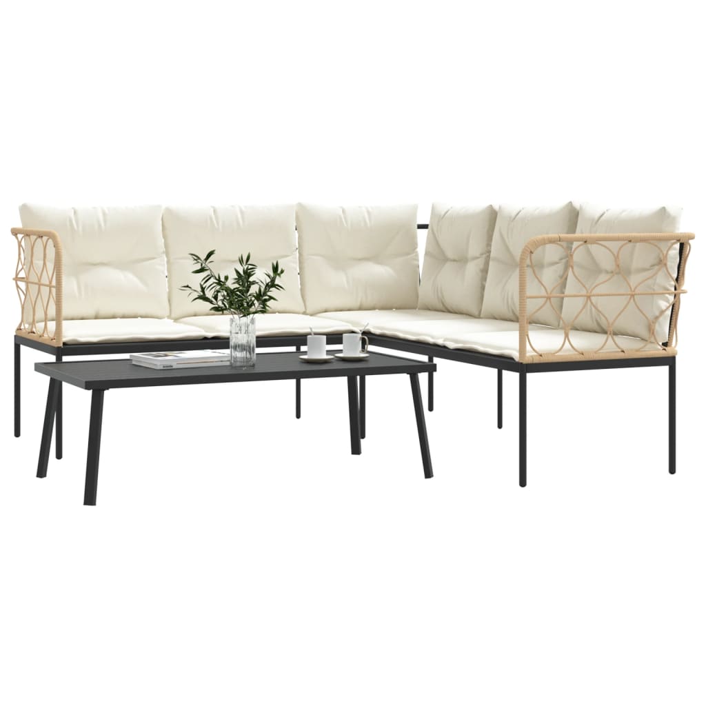 Set vrtnih sofa s jastucima crni od čelika i tekstilena