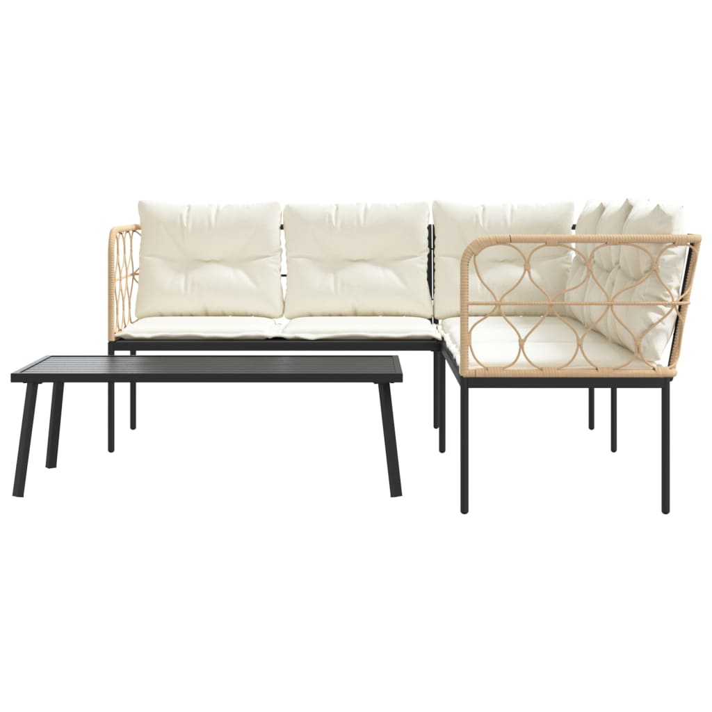 Set vrtnih sofa s jastucima crni od čelika i tekstilena