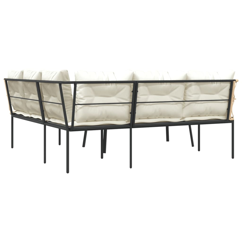 Set vrtnih sofa s jastucima crni od čelika i tekstilena