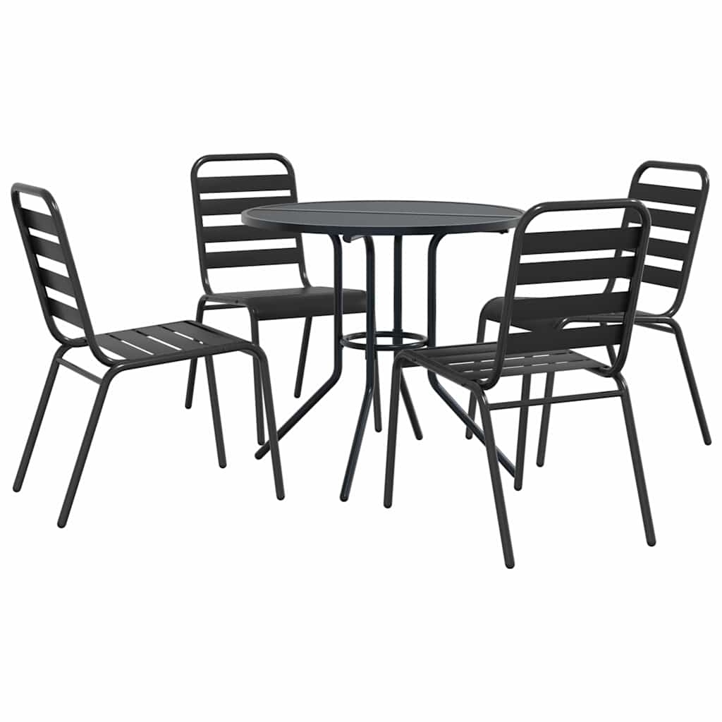 Set složivih vrtnih stolica 5 kom antracit čelik obložen prahom Antracitno siva 80 x 72.5 cm