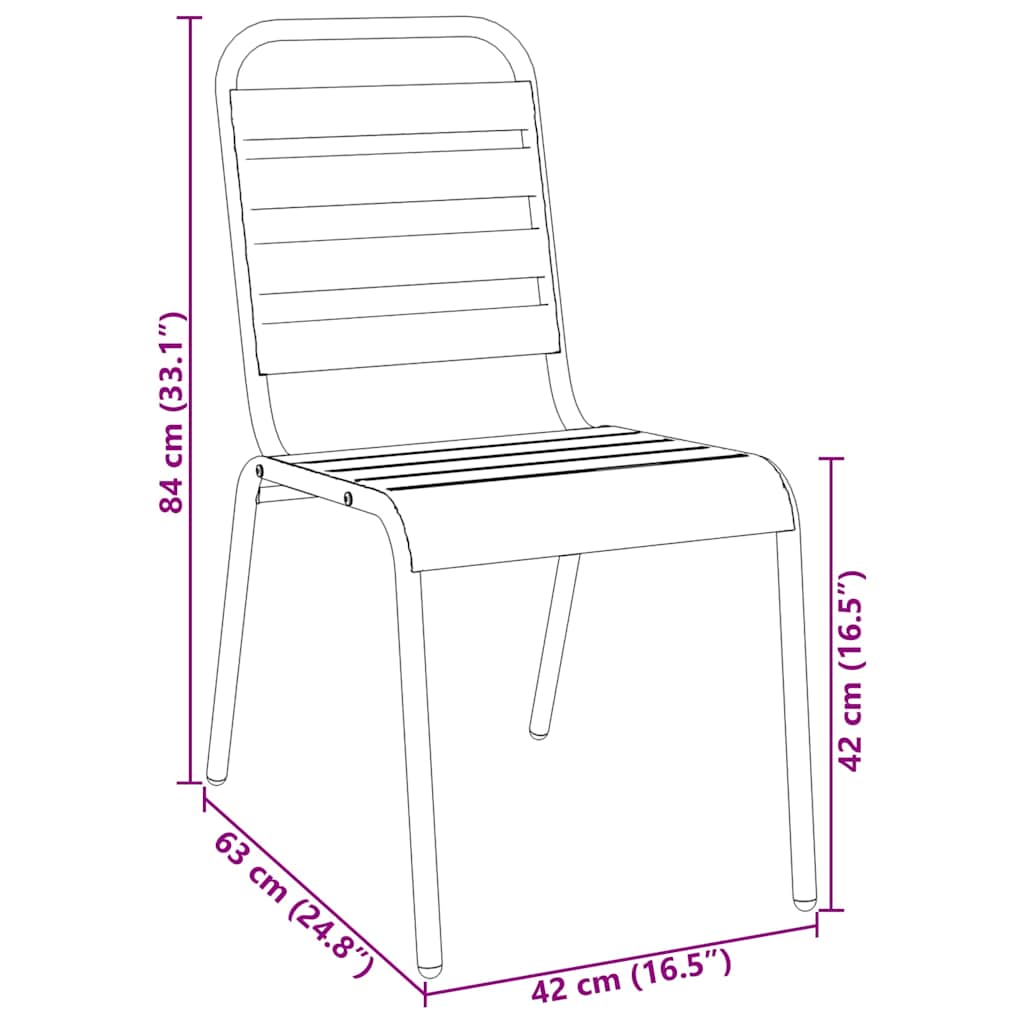 Set složivih vrtnih stolica 5 kom antracit čelik obložen prahom Antracitno siva 80 x 72.5 cm
