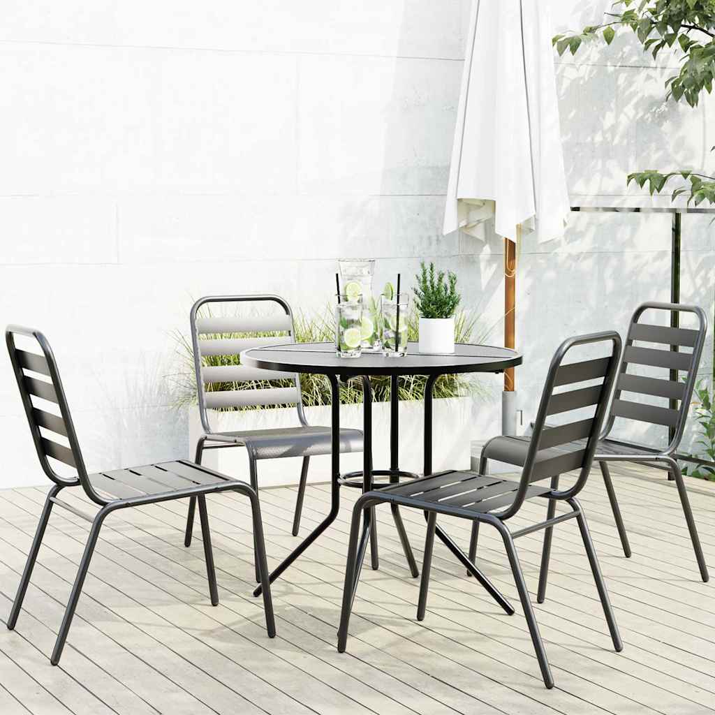 Set složivih vrtnih stolica 5 kom antracit čelik obložen prahom Antracitno siva 80 x 72.5 cm
