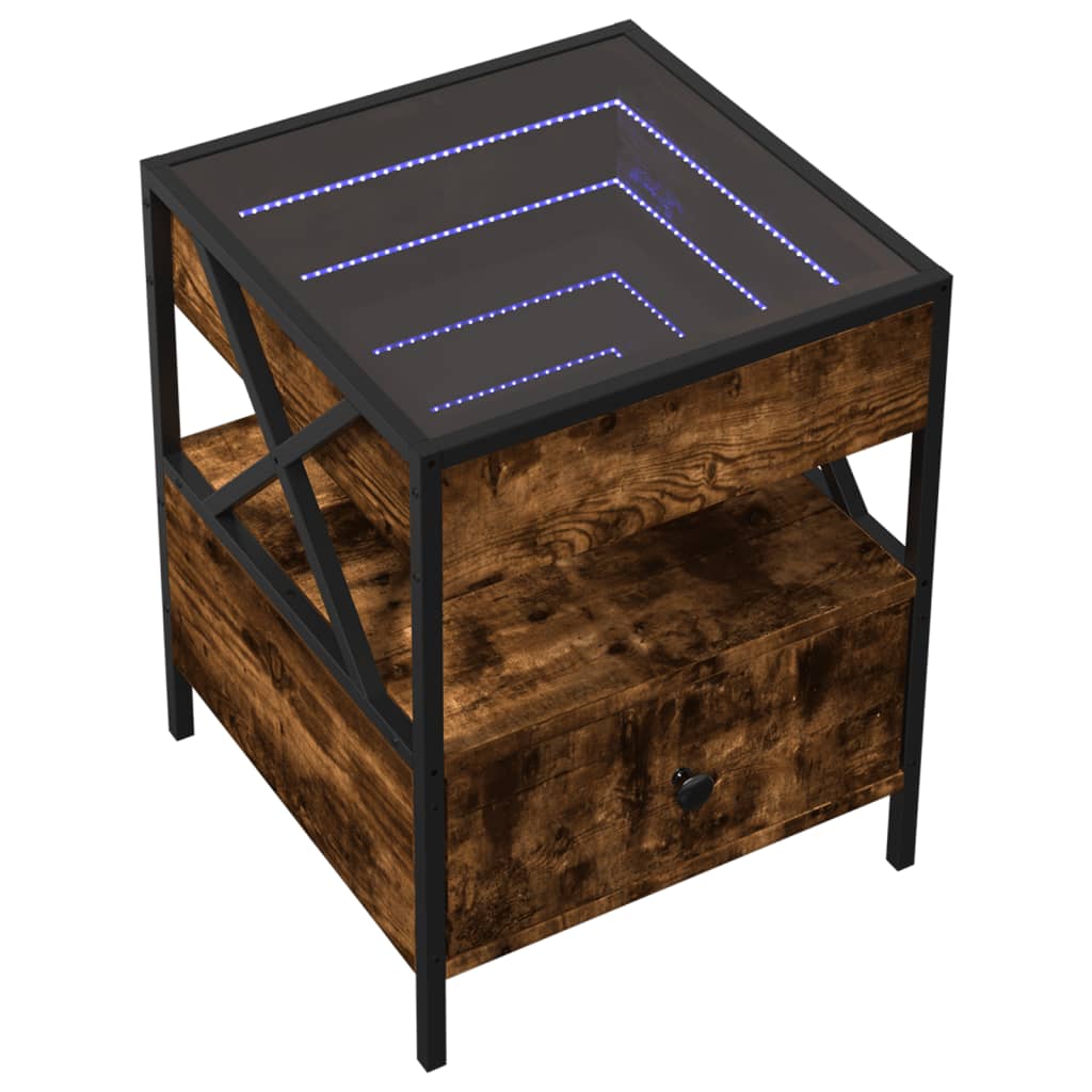 Noćni ormarić s beskonačnim LED boja hrasta 40 x 40 x 51 cm Smeđa