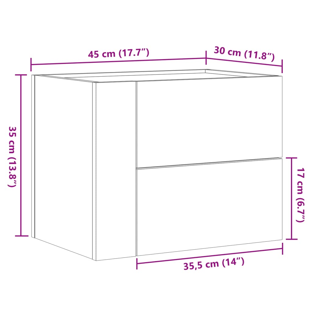 Zidni noćni ormarići 2 kom boja hrasta sonome 45x30x35 cm Smeđa