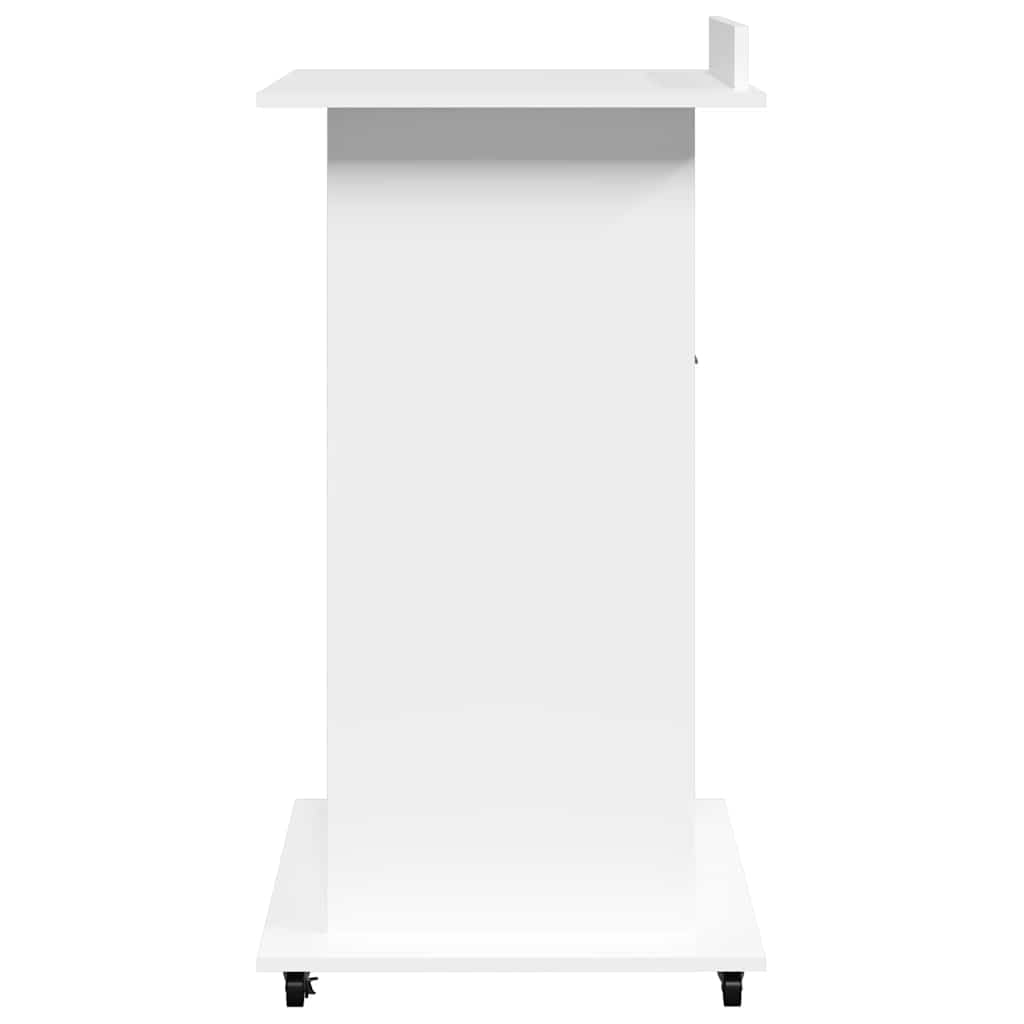 Govornica s kotačima i ladicom bijela 55 x 55 x 107 cm drvena