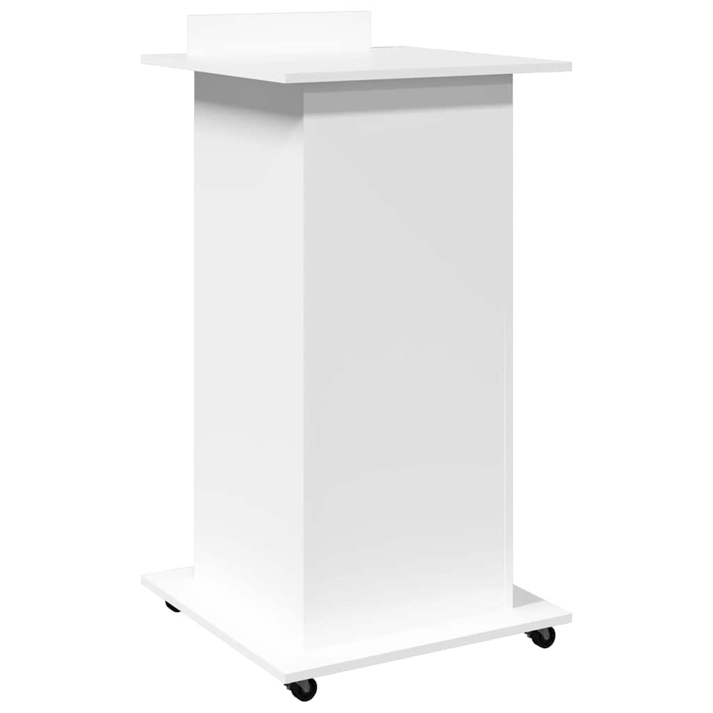 Govornica s kotačima i ladicom bijela 55 x 55 x 107 cm drvena