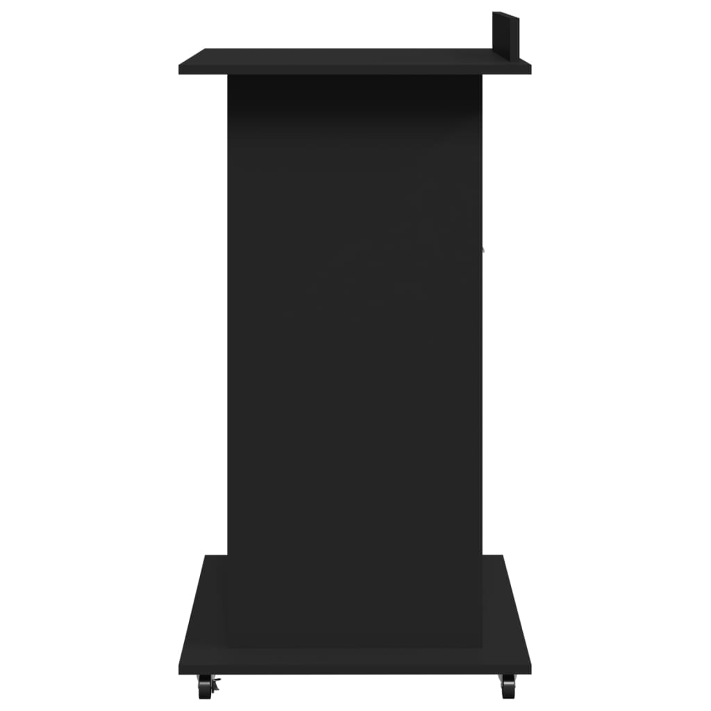 Govornica s kotačima i ladicom crna 55 x 55 x 107 cm drvena