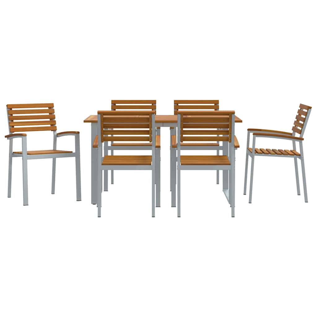 Vrtni set za objed 7 pcs Siva Čvrsto drvo akacije
