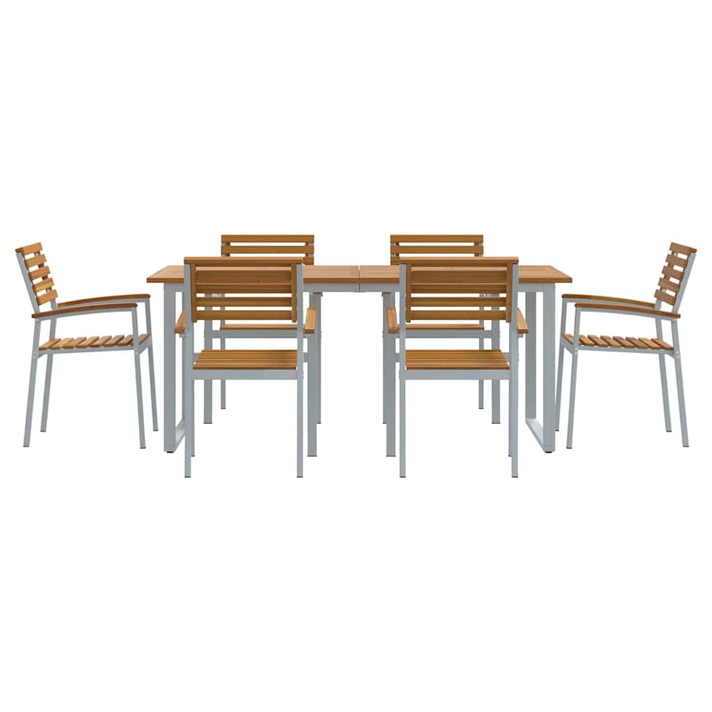 Vrtni set za objed 7 pcs Siva Čvrsto drvo akacije