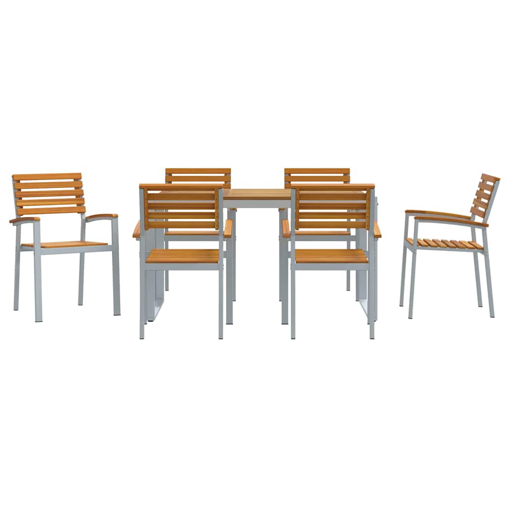 Vrtni set za objed 7 pcs Siva Čvrsto drvo akacije