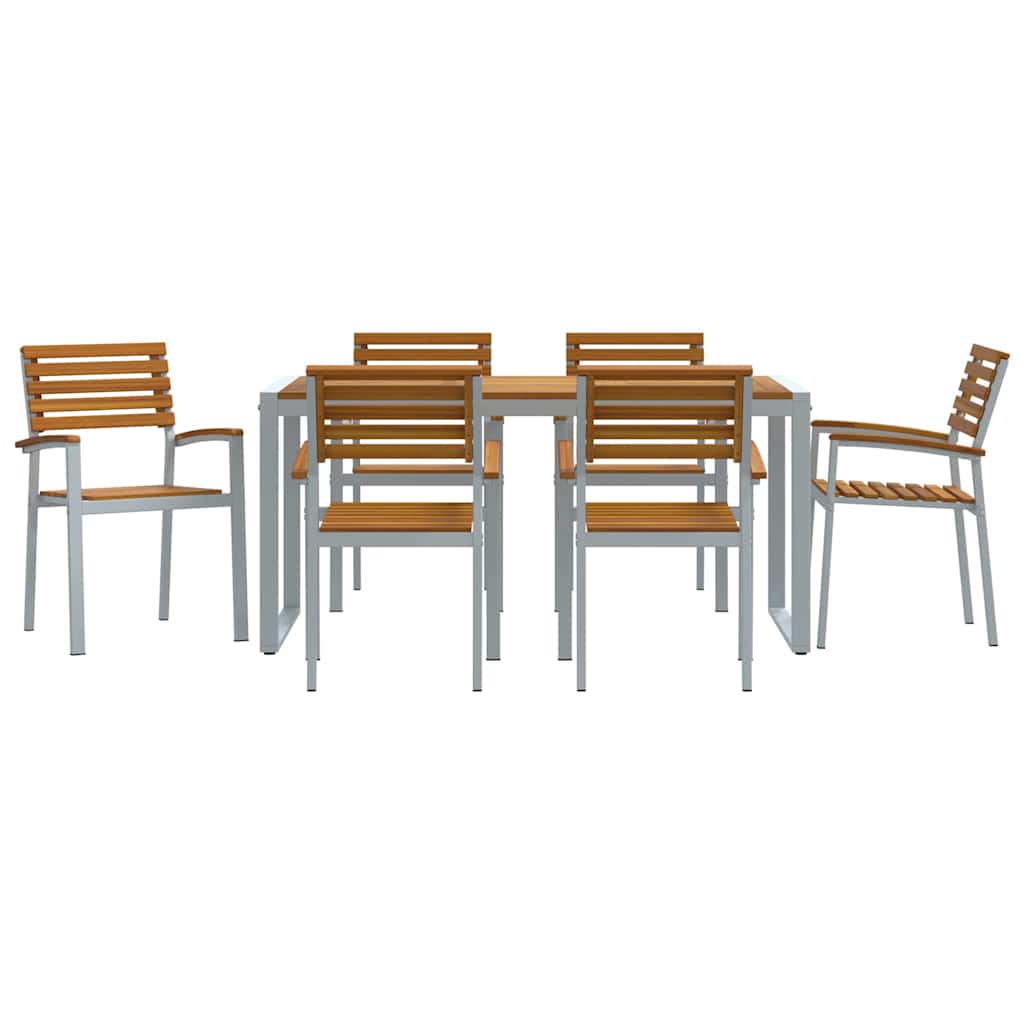 Vrtni set za objed 7 pcs Siva Čvrsto drvo akacije