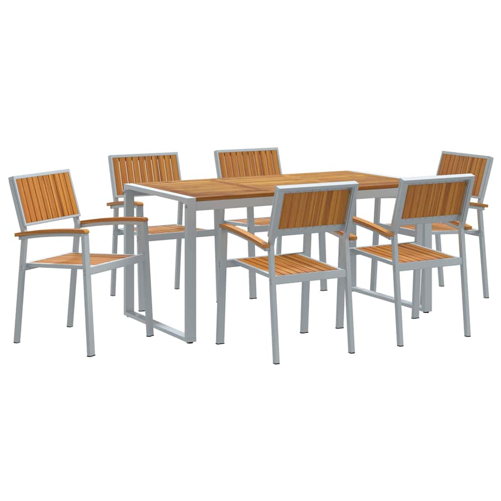 Vrtni set za objed 7 pcs Siva Čvrsto drvo akacije