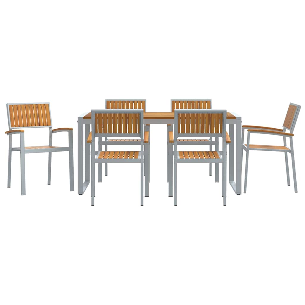 Vrtni set za objed 7 pcs Siva Čvrsto drvo akacije