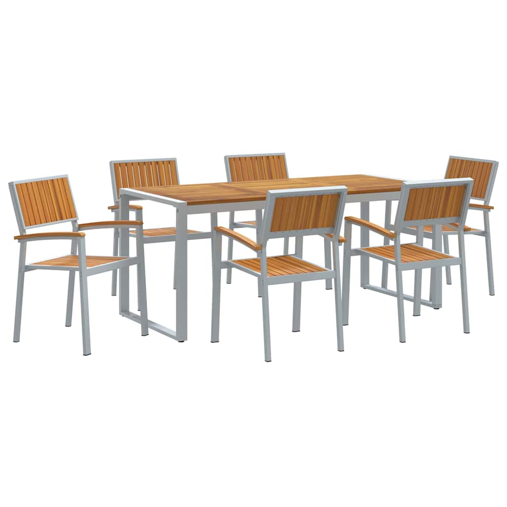 Vrtni set za objed 7 pcs Siva Čvrsto drvo akacije