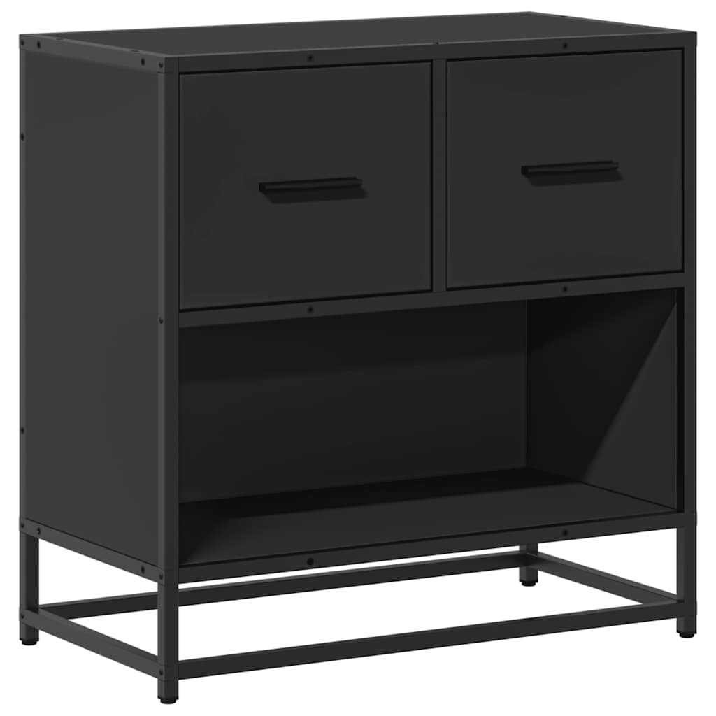 Noćni ormarić crni 60x31x60 cm Konstruirano drvo i metal