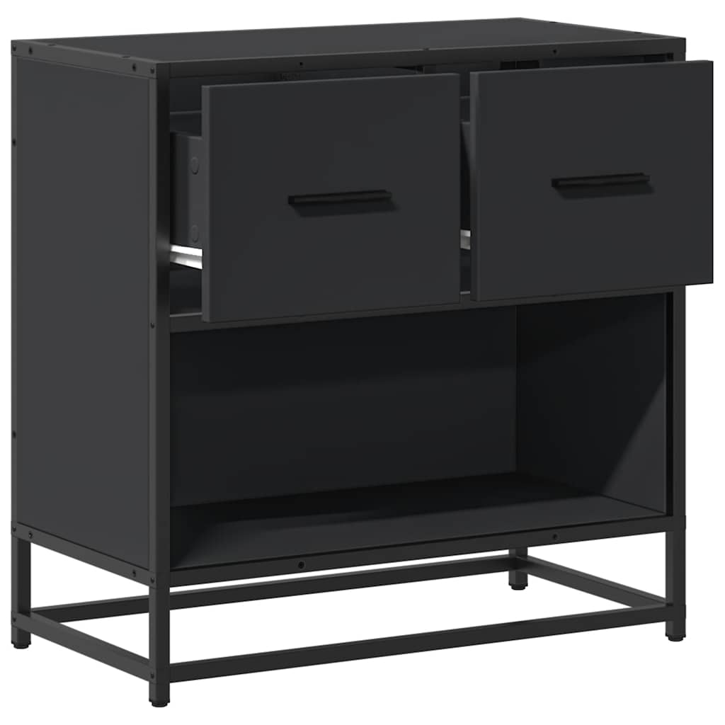 Noćni ormarić crni 60x31x60 cm Konstruirano drvo i metal