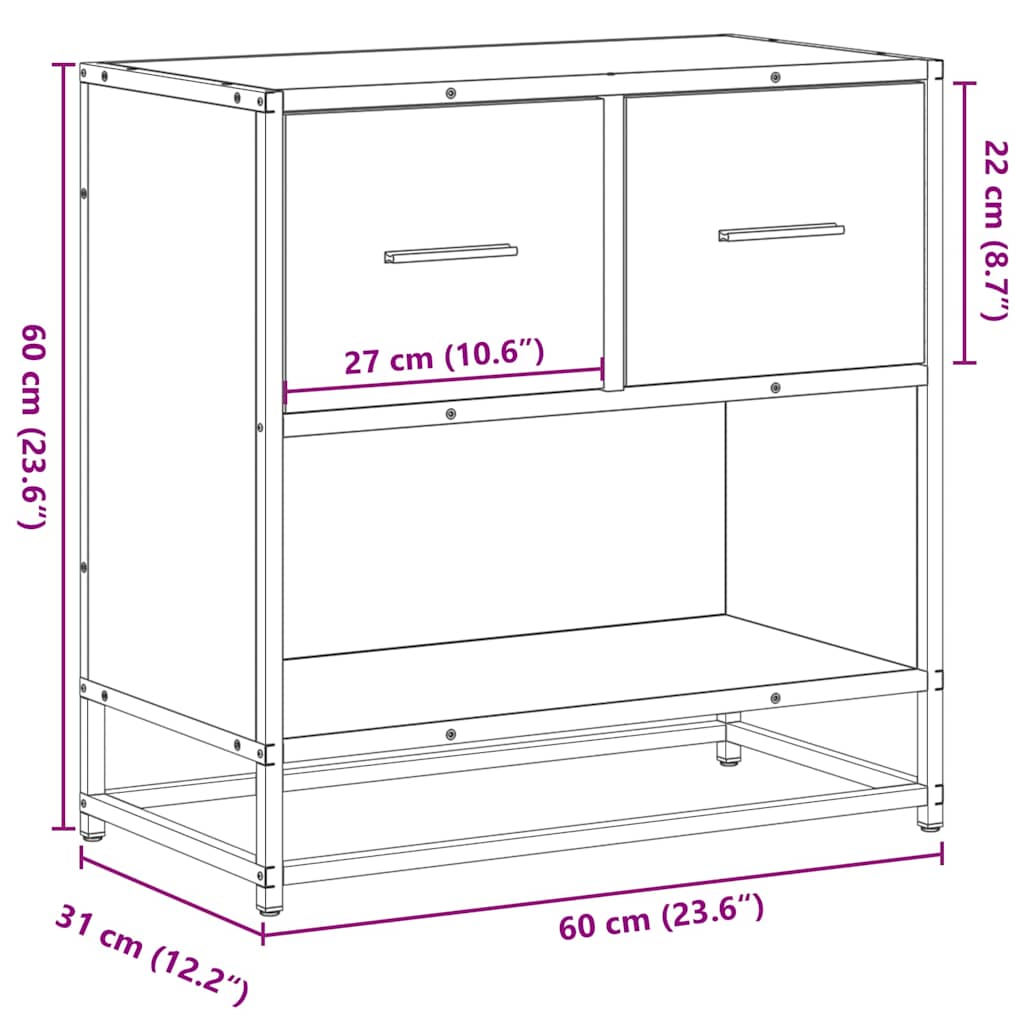 Noćni ormarić crni 60x31x60 cm Konstruirano drvo i metal