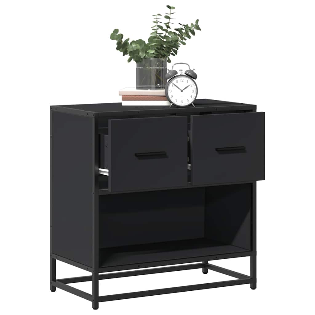 Noćni ormarić crni 60x31x60 cm Konstruirano drvo i metal