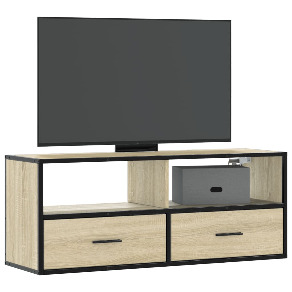 TV ormarić boja hrasta 100x31x39,5 cm konstruirano drvo i metal Smeđa