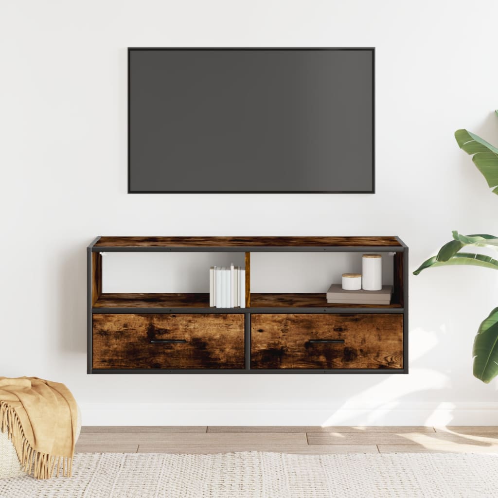 TV ormarić boja dimljenog hrasta 100x31x39,5 cm konstruirano Smeđa