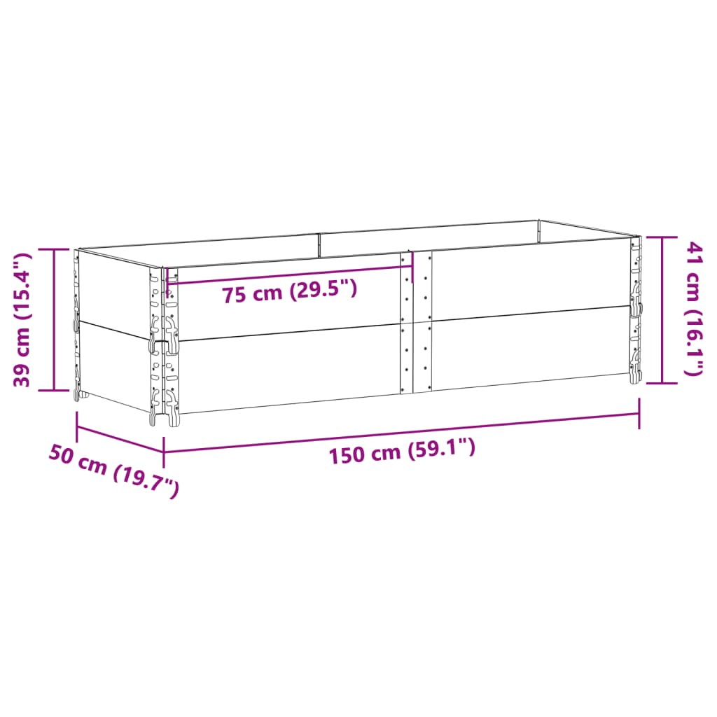 Vrtna sadilica siva 150x50 cm od masivne borovine