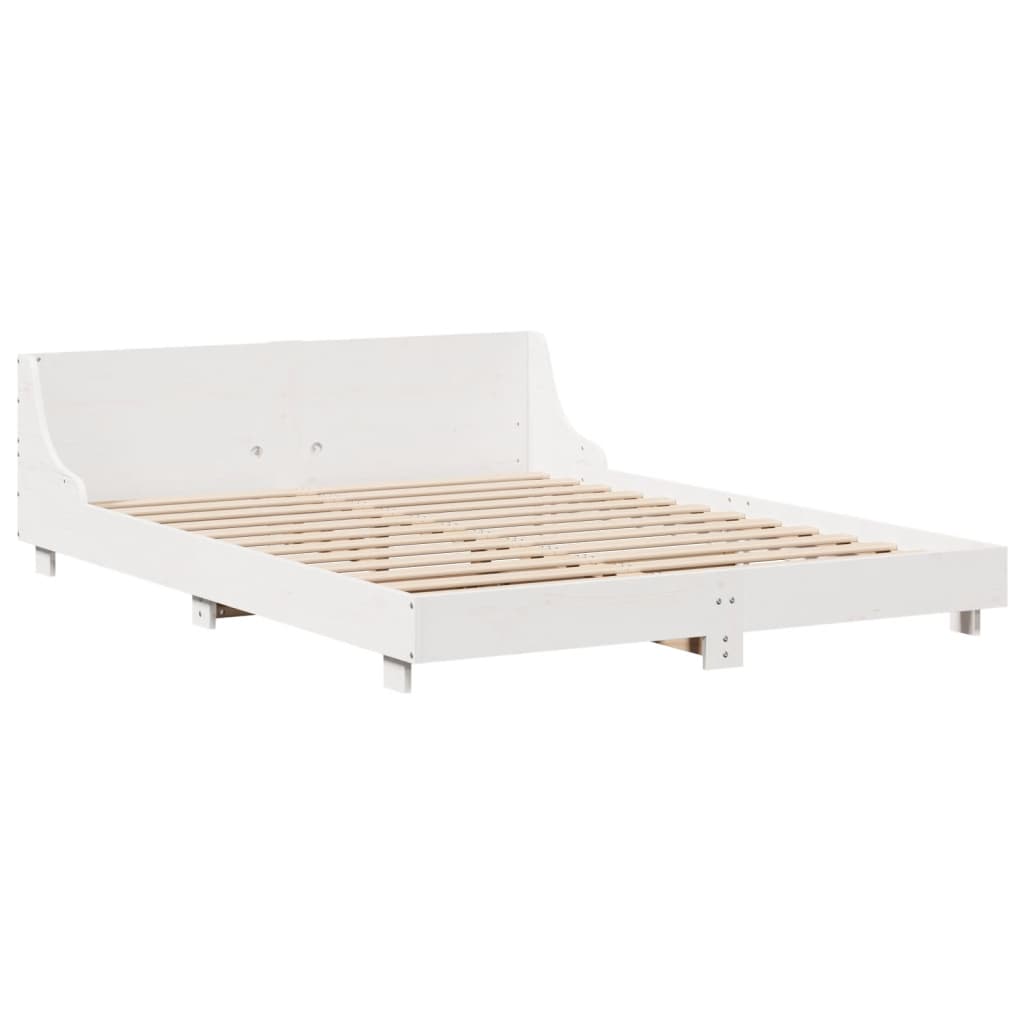 Okvir kreveta bez madraca bijeli 120 x 200 cm masivna borovina