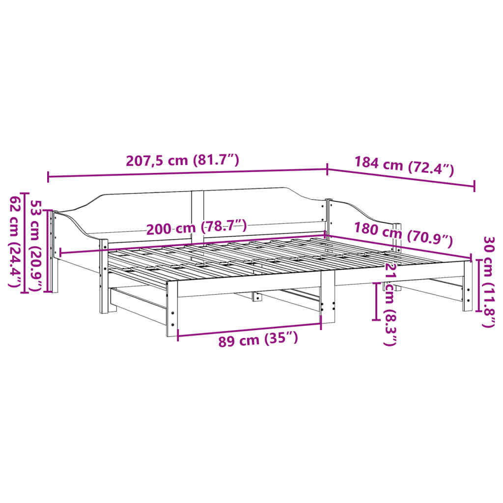 Dnevni krevet na razvlačenje voštano smeđi 90x200 cm