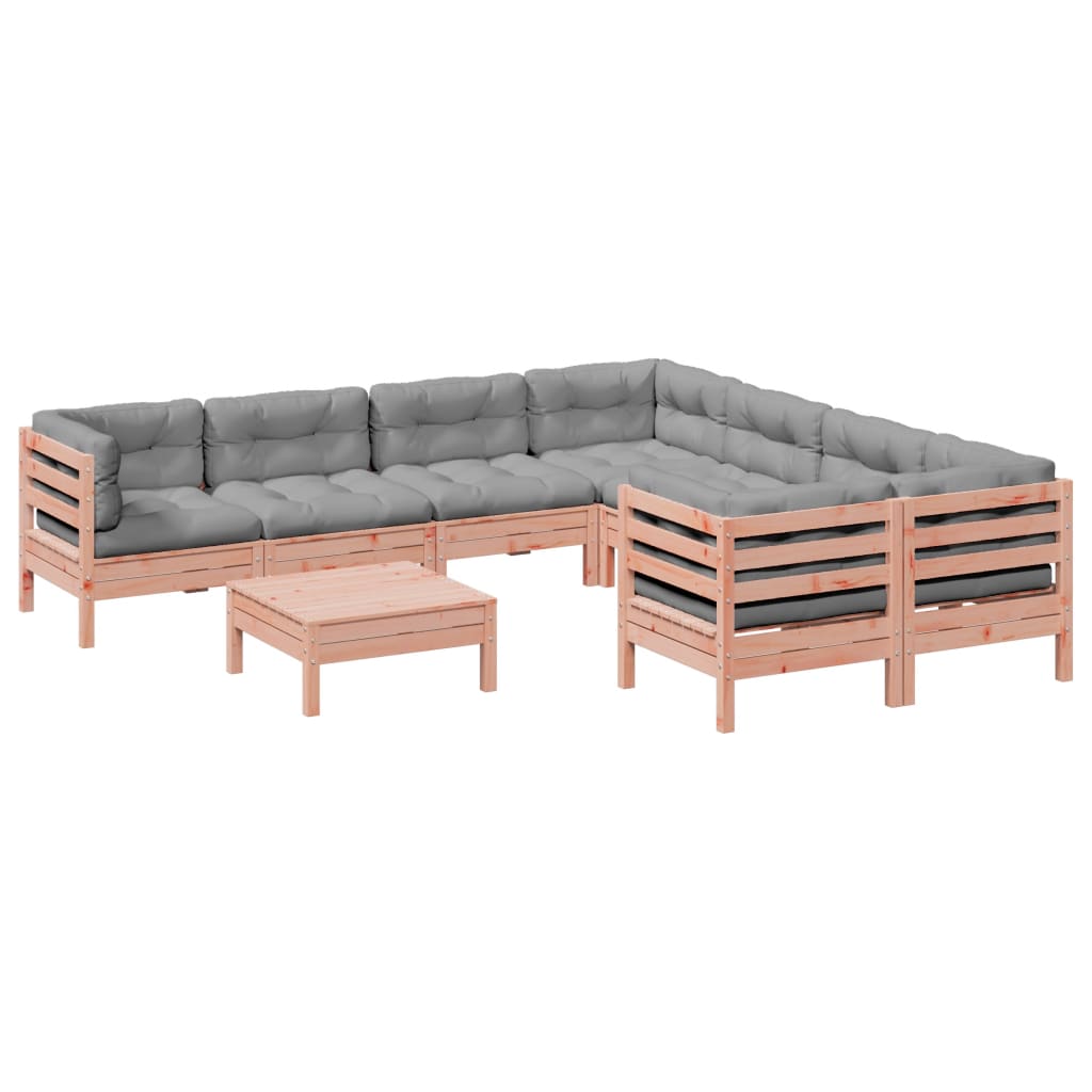9-dijelni set vrtnih sofa s jastucima masivno drvo duglazije Smeđa