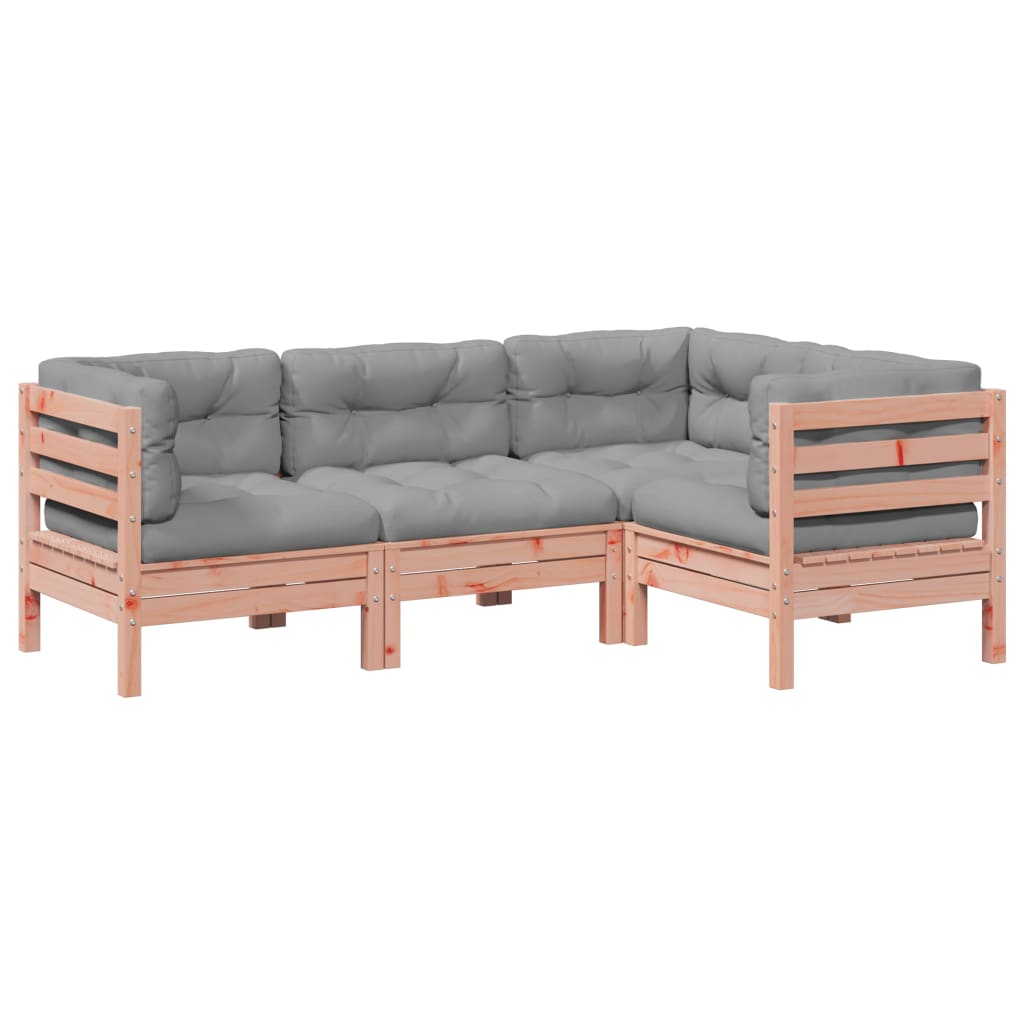 4-dijelni set vrtnih sofa s jastucima od duglazije i jelovina Smeđa