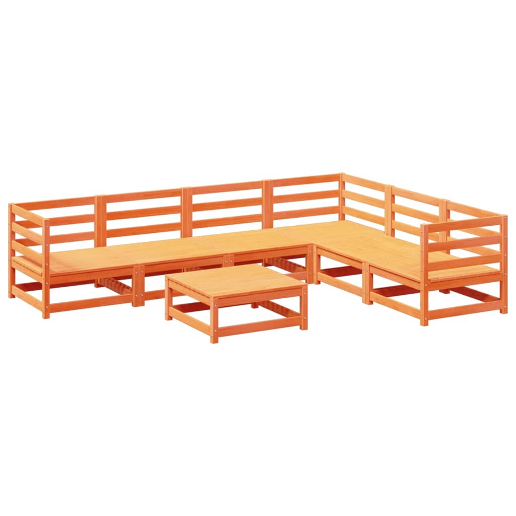 7-dijelni set vrtnih sofa voštano smeđi od masivne borovine