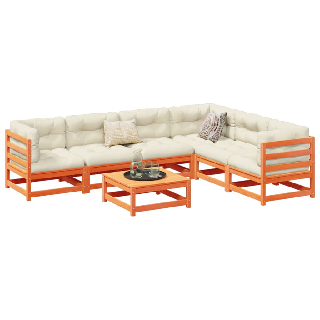 7-dijelni set vrtnih sofa voštano smeđi od masivne borovine