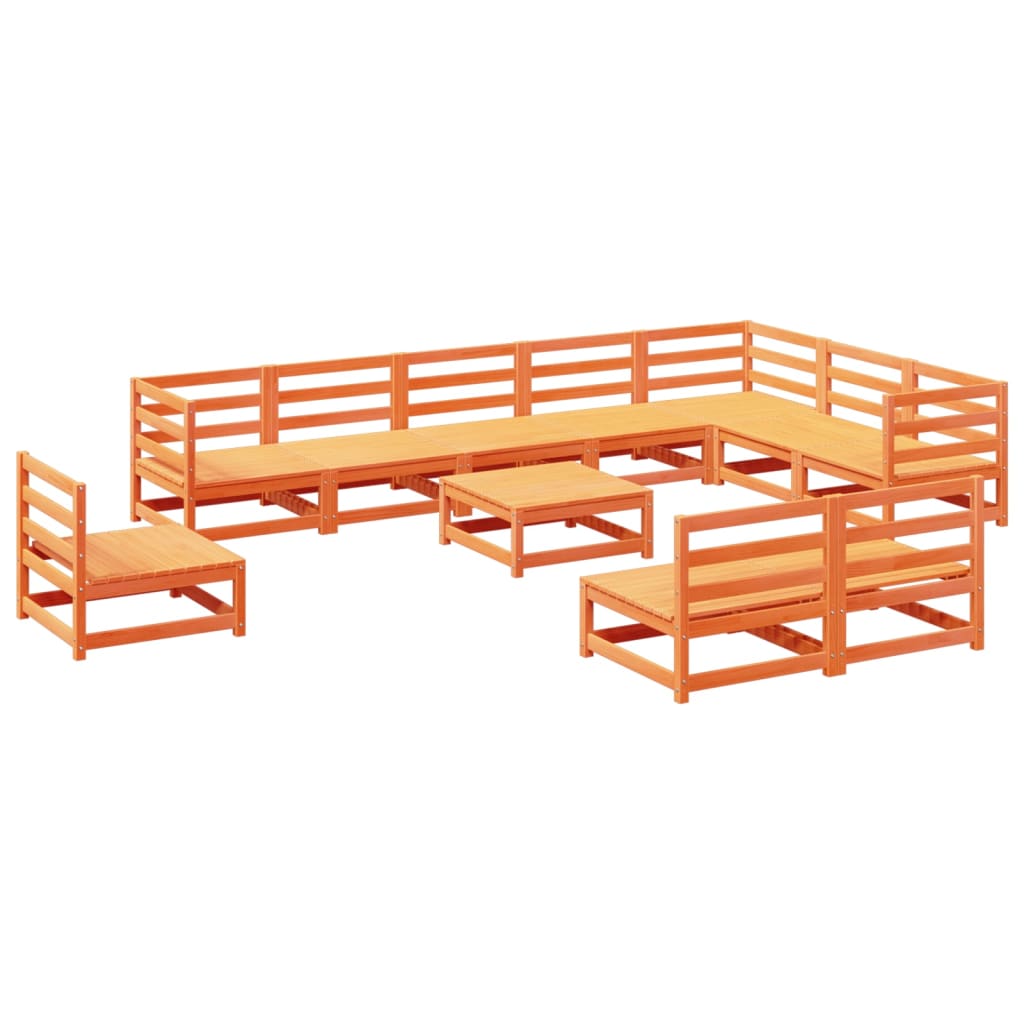 11-dijelni set vrtnih sofa voštano smeđi od masivne borovine