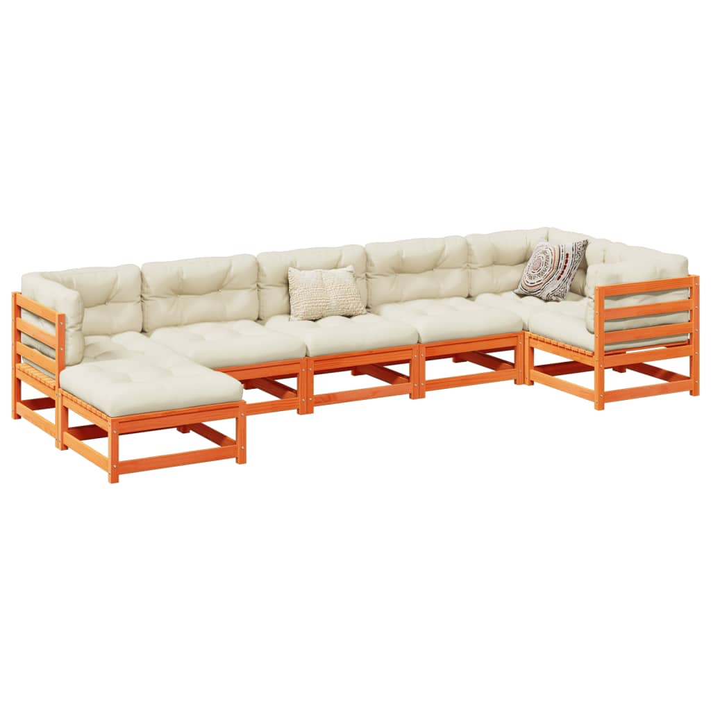 7-dijelni set vrtnih sofa voštano smeđi od masivne borovine