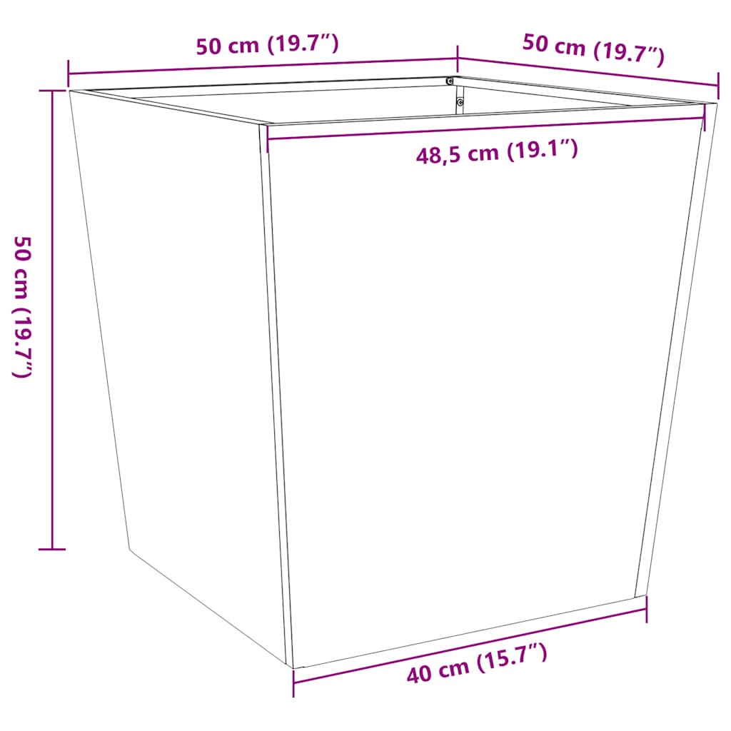 Vrtne sadilice 2 kom 50 x 50 x 50 cm od pocinčanog čelika