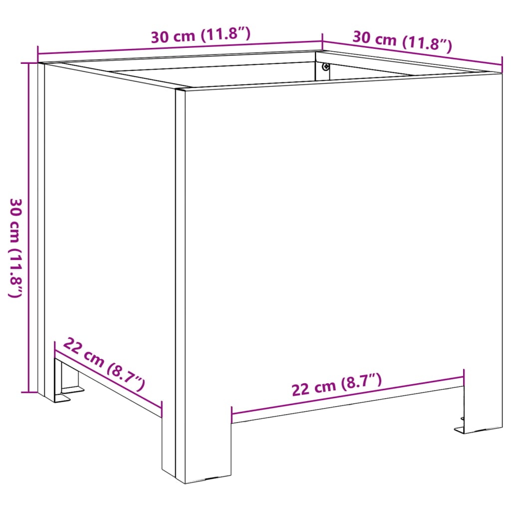 Vrtne sadilice 2 kom crne 30x30x30 cm čelične