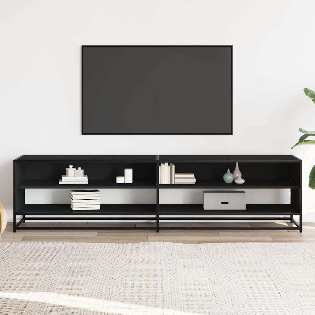 TV ormarić crni 180,5x40x46 cm izrađeno drvo
