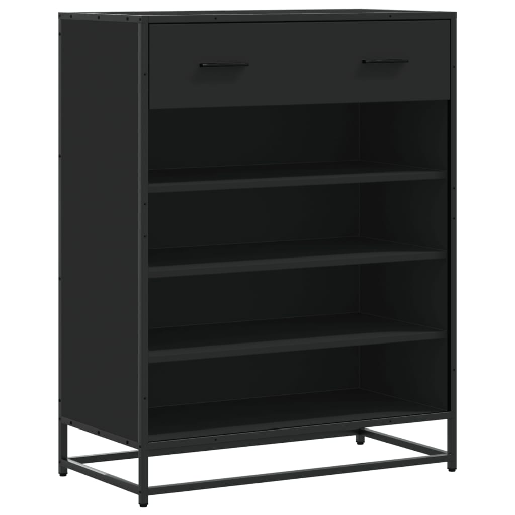 Ormarić za cipele crni 75x38x97,5 cm Konstruirano drvo i metal Crna