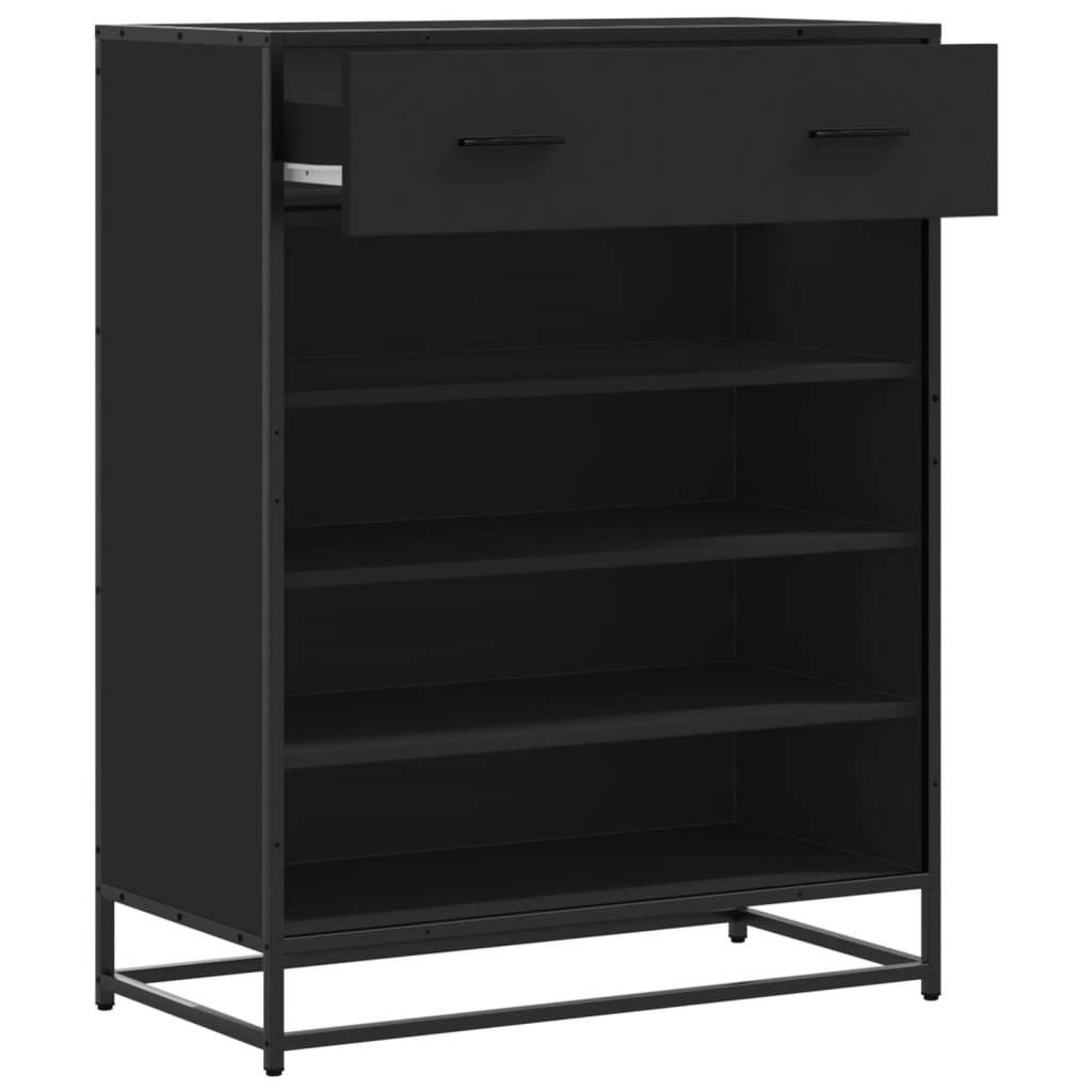 Ormarić za cipele crni 75x38x97,5 cm Konstruirano drvo i metal Crna