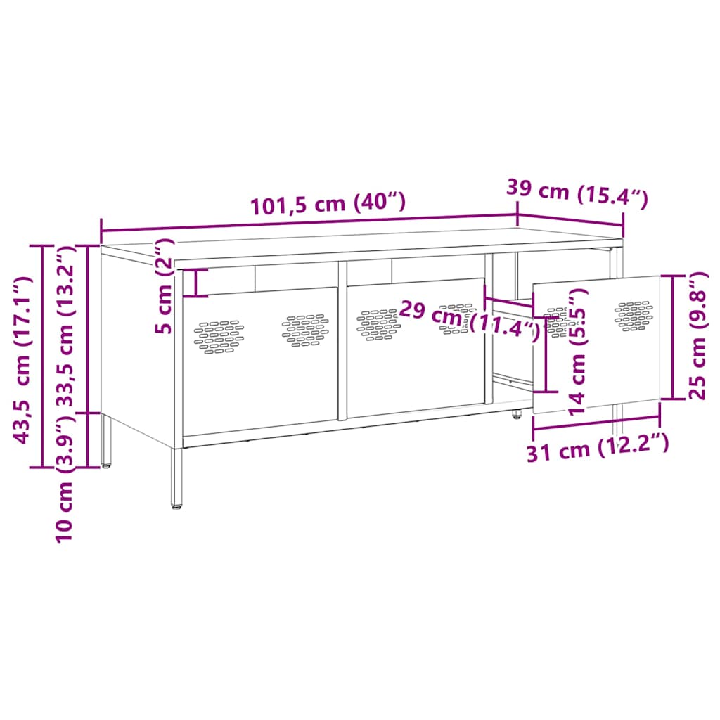 TV ormarić maslinastozeleni 101,5 x 39 x 43,5 cm čelični Zelena